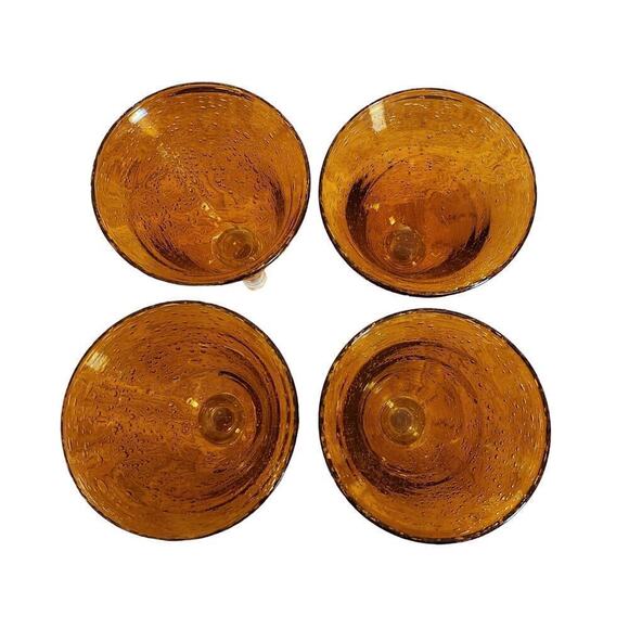 Artland Seeded Bubble Glass Goblets Set Of 4 Iris Amber 14 Oz Gold Iced Tea Vtg - Picture 3 of 5